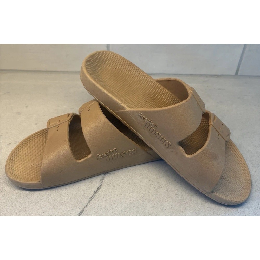 Freedom Moses Slides Sands Tan Camo Two Band Waterproof Sandals EU 38/39 US 7/8